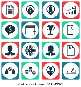 Set Of Hr Icons On Manager, Female Application And Pin Employee Topics. Editable Illustration. Includes Growth, Purse, Chat And More Vector Icons.