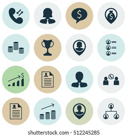 Set Of Hr Icons On Manager, Money And Job Applicants Topics. Editable Vector Illustration. Includes Pin, Male, Cash And More Vector Icons.