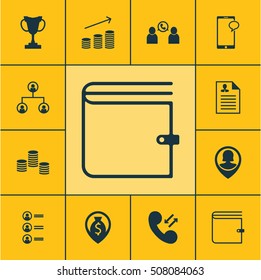 Set Of Hr Icons On Messaging, Wallet And Curriculum Vitae Topics. Editable Vector Illustration. Includes Phone, Prize, Call And More Vector Icons.