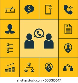 Set Of Hr Icons On Messaging, Phone Conference And Curriculum Vitae Topics. Editable Vector Illustration. Includes Pin, Structure, Discussion And More Vector Icons.