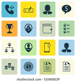 Set Of Hr Icons On Money, Money Navigation And Manager Topics. Editable Vector Illustration. Includes Call, Cellular, Resume And More Vector Icons.