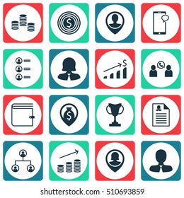 Set Of Hr Icons On Money, Phone Conference And Business Goal Topics. Editable Vector Illustration. Includes Employee, Purse, Stacked And More Vector Icons.