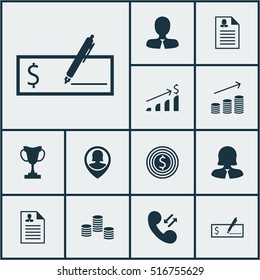 Set Of Hr Icons On Money, Bank Payment And Coins Growth Topics. Editable Vector Illustration. Includes Pin, Career, Success And More Vector Icons.