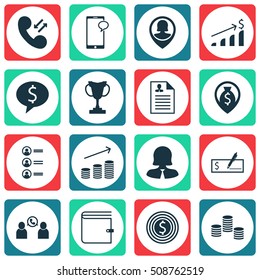 Set Of Hr Icons On Phone Conference, Business Deal And Money Topics. Editable Vector Illustration. Includes Coins, Discussion, List And More Vector Icons.