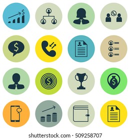 Set Of Hr Icons On Phone Conference, Manager And Tree Structure Topics. Editable Vector Illustration. Includes Coins, Organisation, Call And More Vector Icons.