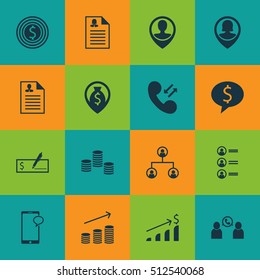 Set Of Hr Icons On Phone Conference, Money And Business Deal Topics. Editable Vector Illustration. Includes Resume, Career, Success And More Vector Icons.