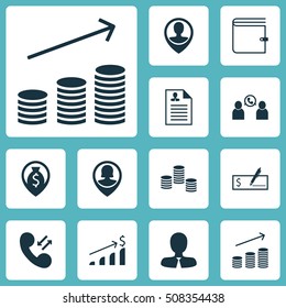 Set Of Hr Icons On Pin Employee, Money Navigation And Successful Investment Topics. Editable Vector Illustration. Includes Profile, Cash, Increase And More Vector Icons.