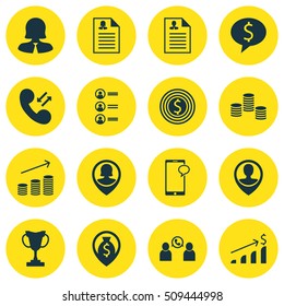 Set Of Hr Icons On Pin Employee, Messaging And Female Application Topics. Editable Vector Illustration. Includes Mobile, Success, Coins And More Vector Icons.
