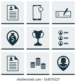 Set Of Hr Icons On Pin Employee, Bank Payment And Job Applicants Topics. Editable Vector Illustration. Includes Map, Coins, Female And More Vector Icons.
