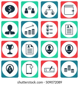 Set Of Hr Icons On Tree Structure, Employee Location And Curriculum Vitae Topics. Editable Vector Illustration. Includes Coins, Bank, Discussion And More Vector Icons.