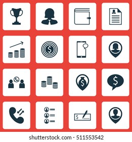 Set Of Hr Icons On Wallet, Tournament And Money Topics. Editable Vector Illustration. Includes Discussion, Cellular, Employee And More Vector Icons.