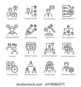 Conjunto de Iconos Lineales de Servicios de Recursos Humanos 

