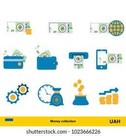 Set of  hryvnia. Banknote and coin of  hryvnia