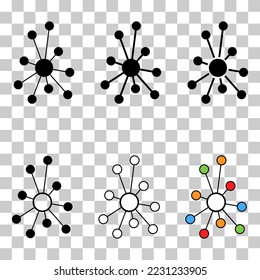 Set of Hub flat network icon, connect structure vector symbol isolated background, technology system .