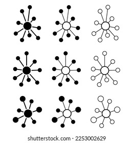 Set Hub flach Netzwerk Symbol, Verbindung Struktur Vektorsymbol isolierter Hintergrund, Technologie System .