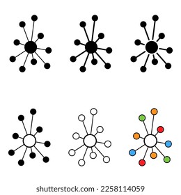 Set Hub flach Netzwerk Symbol, Verbindung Struktur Vektorsymbol isolierter Hintergrund, Technologie System .