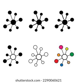 Juego de ícono de red plana Hub, conectar estructura vector símbolo fondo aislado, sistema de tecnología .