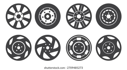 Conjunto de iconos de hubcap Ilustración vectorial