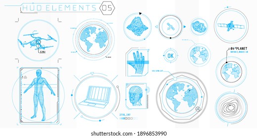 A set of HUD 3D-scanning elements for a futuristic interface.