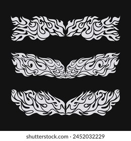 Set of hud design element with flames shape style.