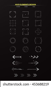 set of hud elements collection pack tech innovation concept montage design arrow circular crosshair