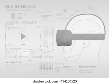 set of HUD elements for virtual reality. VR glasses. Futuristic user interface. Abstract virtual graphic touch user interface for VR. watching videos in virtual reality