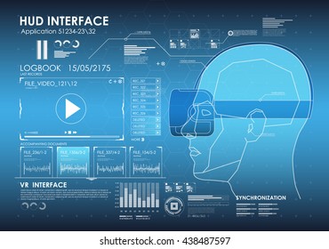 set of HUD elements for virtual reality. VR glasses. Futuristic user interface. Abstract virtual graphic touch user interface for VR. UI hud infographic interface screen monitor set web elements