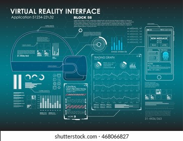 set of HUD elements for virtual reality. VR glasses. Futuristic user interface. Abstract virtual graphic touch user interface for VR. UI hud infographic interface screen monitor set web elements