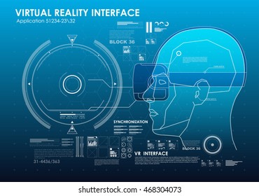 set of HUD elements for virtual reality. Futuristic user interface. Abstract virtual graphic touch user interface for VR