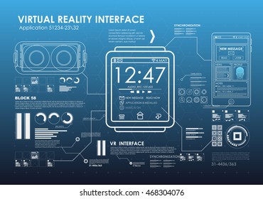 set of HUD elements for virtual reality. Futuristic user interface. Abstract virtual graphic touch user interface for VR