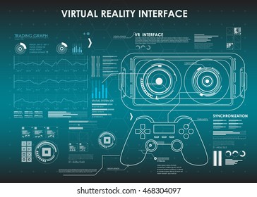 set of HUD elements for virtual reality. Futuristic user interface. Abstract virtual graphic touch user interface for VR