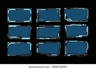 Set of HUD Frames Collection, Game stream frames border, futuristic user interface elements for GUI, UI, UX, KIT, Futuristic user interface graphic box for UI game, Data information infographic.