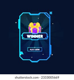 Establecer Hud Futurist Sci Fi Text Frame Window Ganador Gift Reward Banner Pop Up Ventana Juego Pantalla Pantalla Diseño