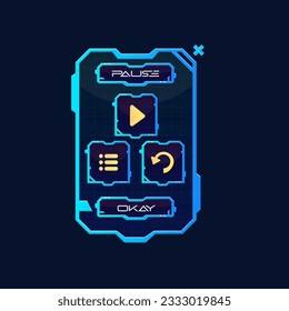 Set  Hud Futuristic Sci Fi Text Frame Window Pause Banner Pop Up Window Game UI Screen Panel Vector Design