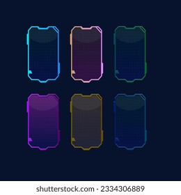 Legen Sie das zukunftssichere Sci-Fi Text Frame-Banner-Pop-Up-Fenster-Benutzeroberfläche in verschiedenen Farben Vectordesign fest