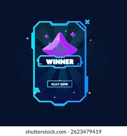 Set Hud Futuristic Sci Fi Text Frame Window Winner Fantasy Star Reward Banner Pop Up Window Game UI Screen Panel Vector Design