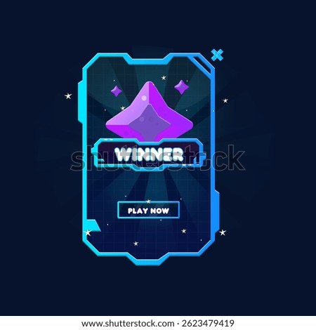 Set Hud Futuristic Sci Fi Text Frame Window Winner Fantasy Star Reward Banner Pop Up Window Game UI Screen Panel Vector Design