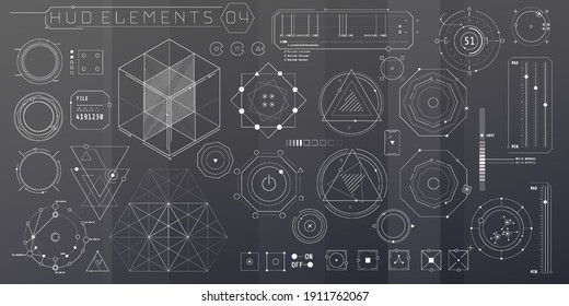 A set of HUD geometric elements for a futuristic interface.