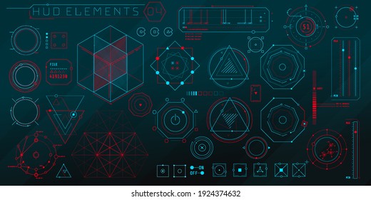 A set of HUD geometric elements for a futuristic interface.