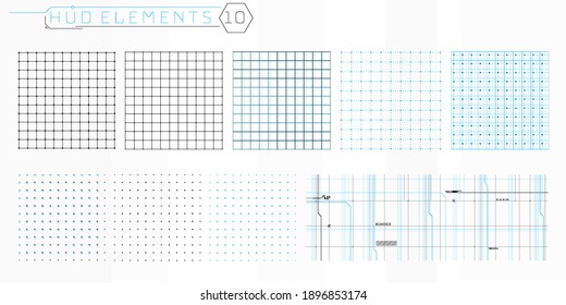A set of HUD grids elements for a futuristic interface.