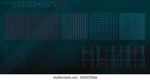 A set of HUD grids elements for a futuristic interface.