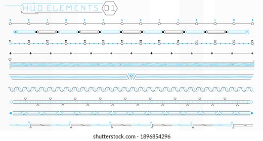 A set of HUD lines elements for a futuristic interface.