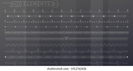 A set of HUD lines elements for a futuristic interface.