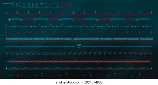 A set of HUD lines elements for a futuristic interface.