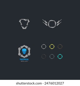 Set von HUD Sci Fi Futuristic Military Logo Elemente Isolated Vektorgrafik Design
