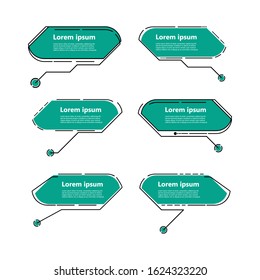 Set of HUD style layouts for web, brochure, presentation or infographics. Futuristic callout bar labels, information call box bars and modern digital info boxes layout templates. Callouts titles.