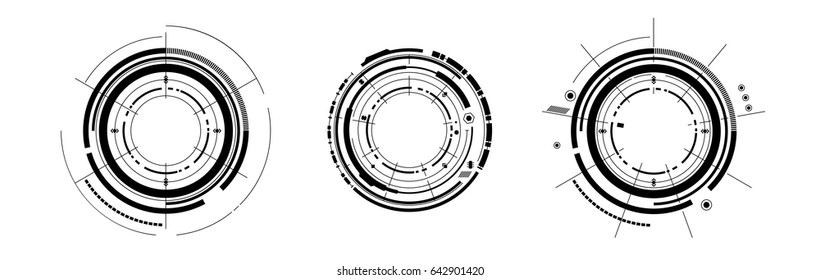 Set Of Hud Ui Elements Future Futuristic Icon Design Isolated