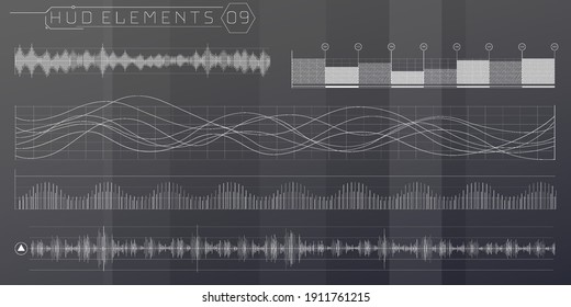 A set of HUD waves elements for a futuristic interface.