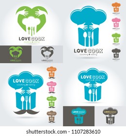 Set of Hug and Love Cooking Logo,vector Logo template