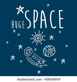 Set of huge universe infographic illustration. Vector thin lines icons stars in galaxy design concept. Vector Illustration. eps10